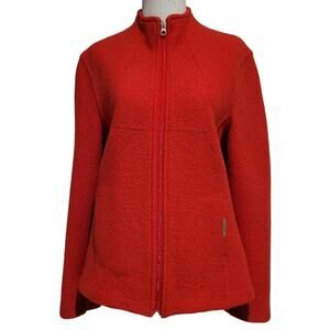 Geiger Austria Tyrol Red Boiled Wool Full Zip Jacket Sweater Gorpcore, Size S